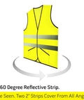 Pocket Safety Vest With 360 Degree Reflective Hi Vis Strips Fluorescent Yellow For Men And Women XL Size Display