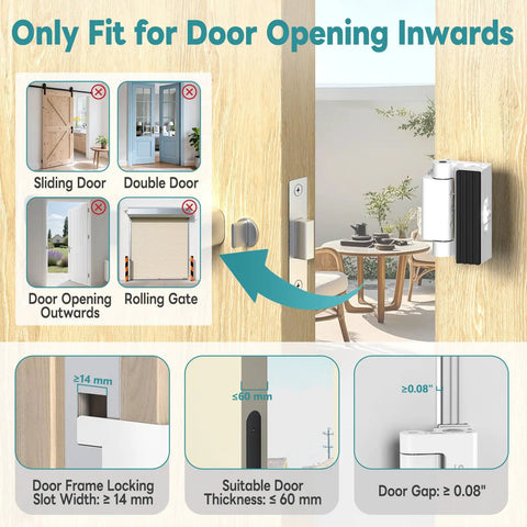 Upgraded Portable Security Door Reinforcement Lock No Drilling Flip Latch Keeps Unwanted Entry Out For Inward Opening Doors instructions