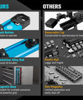 Comparison of our Magnetic Socket Organizer Set with 96 clips, aluminum alloy rail and magnetic base to others with plastic rail and non-magnetic base