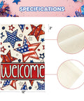 Patriotic Fourth Of July Garden Flag 12x18 Inch Double Sided Outdoor Welcome Banner with stars and stripes design, fabric detail.