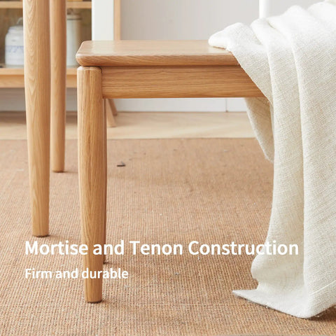 Rock Solid Fraxinus Manchurian Ash Wood Bench With Thickened Apron And Smooth Rounded Edges For Entryway Foyer Or Dining Room And Badass Heavy Duty Hallway Stool Built Tough For Everyday Chill showing mortise and tenon construction details.