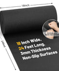 Heavy Duty Tool Box Liner 18 Inch By 24 Foot Roll, 3mm Thick Foam Cushioned Grippy Non Slip Drawer Mat For Tool Boxes, Workbenches, Cabinets And Shelves, Grid Line, Black
