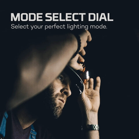 User adjusting mode on HL1000 LED Headlamp Pro Series Ultra Rugged And Rechargeable 1000 Lumen Hands Free Light With 180 Degree Tilt And 5 Modes