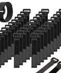 30 Pack Reusable Cable Ties 8 Inch Straight Up Heavy Duty Hook And Loop Velcro Straps for organization, showing multiple black velcro straps.