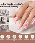Hand with decorated nails showing effect of 2 Pack Nail Dehydrator And Primer Duo For Pro Grade Adhesion Hema Free And Acid Free Primer.