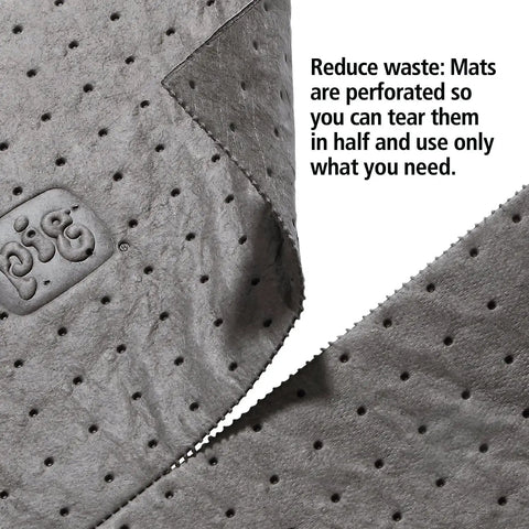 Close-up of perforated Premium Oil Absorbent Mat Pads 15 x 20 Inches, Heavy Duty 28 Oz Absorbency for easy tear-off