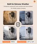 Zero Drama Level 2 EV Charger 40 Amp Nacs Connector Nema 14-50 Plug UL Certified 9.6Kw Output with extreme weather protection features.