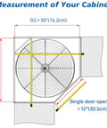 Top view of 28 Inch Chrome Corner Cabinet Lazy Susan Full Circle Rotating Rack measurements in a cabinet layout.
