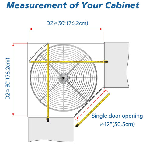 Top view of 28 Inch Chrome Corner Cabinet Lazy Susan Full Circle Rotating Rack measurements in a cabinet layout.