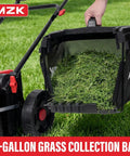 40V 16 Inch 2 In 1 Cordless Lawn Mower With Brushless Motor And Dual Battery Pack For Easy Push Operation No Gas No Fuss Up To 45 Minutes Runtime Mulching And Side Discharge For A Lightweight Yet Rugged Home Yard Helper. 11-gallon grass bag shown full