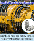 Two Pack Three Eighths JIC Male Flare To Three Eighths NPT Hydraulic Hose Adapters in use with industrial machinery
