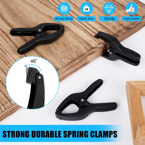 3.5 Inch Small Spring Clamps 30 Pack Plastic Mini Clips Heavy Duty For Crafts Woodworking Backdrops Photography Studios