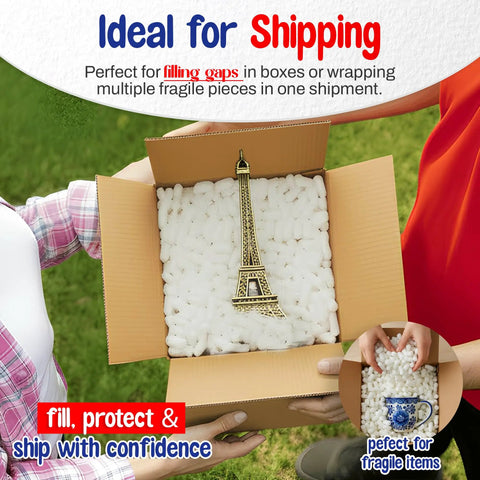 Eco Friendly Off White Plant Based Packing Peanuts Bulk Void Fill Padding For Fragile Moving Supplies Heavy Duty Cushion Material that fills gaps in shipping box.