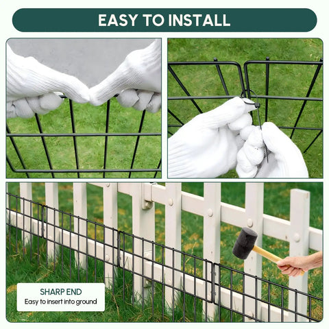 42.5 Ft Garden Fence Panels No Dig Fence For Dogs 30 Rustproof Metal Panels 13 Inch High Dog Safe Barrier installation view