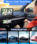 Wireless CarPlay And Android Auto Receiver with 7 inch HD touch screen showing Mirror Link function in vehicle interior.