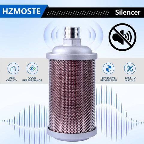 Heavy-Duty Exhaust Silencer For Air Compressors, Vacuum Pumps, And Dryers, 1 Inch NPT Male Interface, Quieting Muffler Reducing Noise