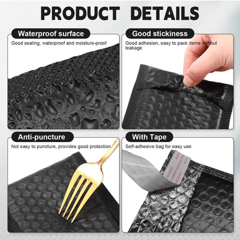 All In One Trading Card Shipping Protector Kit With 200 Precut Card Inserts, 100 Poly Bubble Mailers, 2 Black Masking Tape Rolls