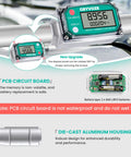 Three Quarters Inch Inline Turbine Flow Meter for Water and Fuels installed with digital LCD and NPT thread, swivel 360 connector