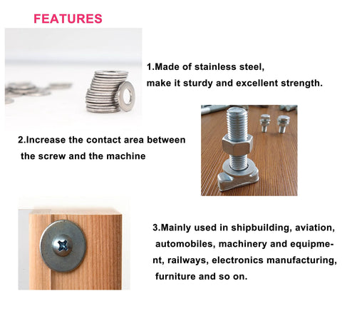 Flat stainless steel washers, 3/16 in ID x 1/2 in OD, 1.0 thick, 304 stainless, plain finish, 100 pcs