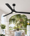 52 Inch Indoor Outdoor Ceiling Fan With Lights And Remote, Matte Black Dope Modern Look With Reversible Blades, ABS Plastic Build