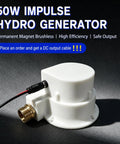 Off Grid 50W Micro Hydro Generator With Brushless Permanent Magnet Turbine showcasing compact white design and wiring.