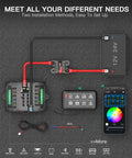 Diagram showcasing Eight Gang Switch Panel For Cars Trucks Jeeps SUVs Boats And Marine Use With Waterproof Box Wireless Smartphone Control 12V 24V Compatible Offroad LED Switch Pod Multifunctional Eight Channel Relay Panel.
