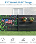 Outdoor Privacy Screen Kit 50 Inch Wide By 48 Inch High Black 3 Panel Fence Panels With Aluminum Posts featuring American flag design