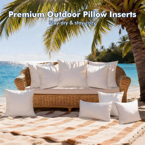 Pack Of 2 12x20 Outdoor Pillow Inserts Water Resistant And Waterproof Lumbar Cushions For Patio Furniture Sofa Bed