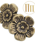 Antique Brass Cabinet Knobs 2 Pack Floral Drawer Pulls Decorative Handles For Kitchen Cabinets Wardrobes And Furniture Replacement Hardware