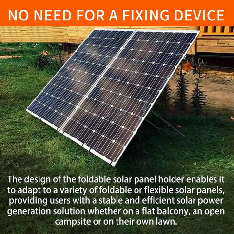 Two Pack Portable Folding Solar Panel Stand No Fixed Install Required holding dual panels outdoors