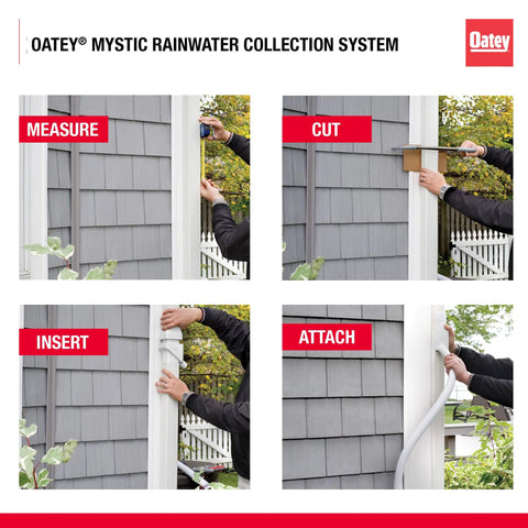 Install steps for Mystic Rainwater Collection System For 2 In X 3 In Downspouts, White UV-Resistant Diverter with 4 ft hose
