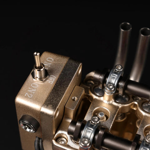 Premium Metal Inline Four Cylinder Engine Model Kit That Runs Sick And Tight Motorized Assembly Featuring Anodized Aluminum Craftsmanship built to last, detailed components.