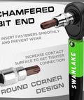 34 Piece Torx Bit Socket Set With Tamper Proof T6 To T70 Security Bits, chamfered bit design with smooth insertion