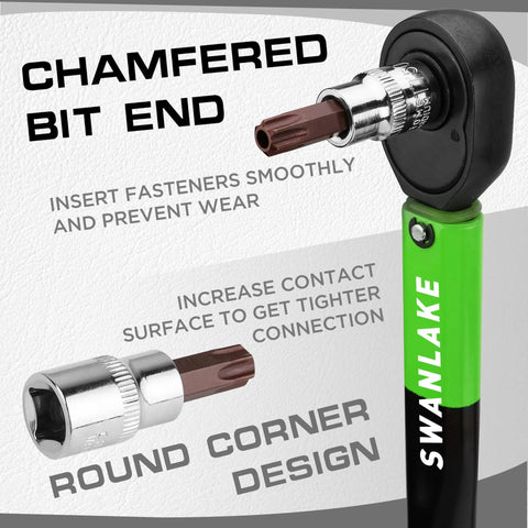 34 Piece Torx Bit Socket Set With Tamper Proof T6 To T70 Security Bits, chamfered bit design with smooth insertion