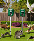 Solar Ultrasonic Animal Repellent For Outdoor Use With Dual Sonic Pulse And Flashing LED Defense, Humane Cat, Dog, Deer, Rabbit, Squirrel, And Raccoon Deterrent, No Traps, 2 Pack, Weatherproof And Easy Setup in garden