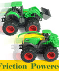 Die Cast Metal Tractor Trucks With Trailer And Movable Parts, Realistic Details, Front Loader And Fodder Mixer Included