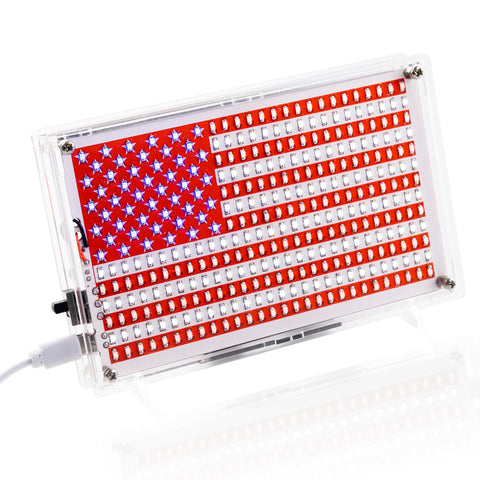 American Flag DIY Soldering Project Kit With Compact Acrylic Shell For Hands On Electronics Learning 0.3 By 0.5 Ft PCB Featuring 1206 SMD Pads