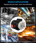 Half HP Electric Motor That Doubles as a Workhorse for Agricultural Compressors, Single Phase 115/230V, 1750 RPM, 5/8 Inch Shaft Diameter, CW CCW Rotation, TEFC Enclosure, IP55, 60Hz shown with industrial applications