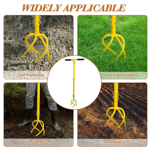 Garden Hand Tiller Claw With Wide Longer Tines Dig In Deep Twist Tiller for soil loosening, lawn aeration, weeding, fertilizing