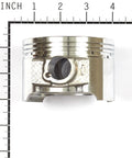 OEM Piston Assembly 841837 Standard Size For Lawn Mower Engines Replacement Part with Heavy Duty Build, shown with ruler for size.