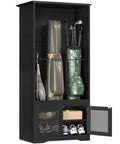 Wooden Golf Bag Organizer Cabinet With Turf Mat Protection For Garage Or Home Keeps Two Golf Bags Shoes And Accessories Neat