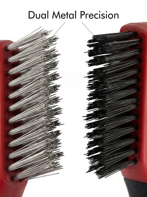 Heavy Duty Wire Brush Set Two Piece With 10 Inch Curved Plastic Handles Carbon Steel And Stainless Steel Heads For Rust And Paint Removal Welding Prep And Metal Cleaning