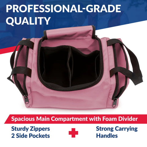 Compact Empty First Responder Gear Bag For EMS And EMTs Pink 10.5 By 5 By 8 Inches Large Main Compartment With Divider