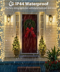 240 LED 88ft Connectable String Lights Indoor Outdoor Warm White Fairy Lights with Timer IP44 waterproof on porch during rain