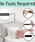 Heavy Duty Wall Buffer Headboard Protectors Soft Foam Stoppers showing peel, stick, and place instructions for easy installation.