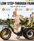 Folding Three Wheel Electric Trike For Adults 750W 48V Fat Tire 25MPH, low step-through frame with basket