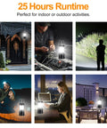 Collage showing Camping Lantern 4 Pack Battery Powered Flashlight in various outdoor and indoor settings