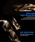 amoolo 1/8-in cobalt drill bits set, 10 pcs, M35 HSS twist bits for hard metals