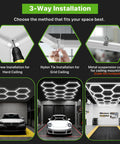 Hexagon LED Garage Light 168W 18480LM 5-Grid Honeycomb Lighting System 6500K Daylight installation methods