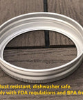 Rust Resistant Silver Aluminum Mason Jar Bands 12 Pack For Wide Mouth Jars on wooden surface, showcasing durable canning ring.